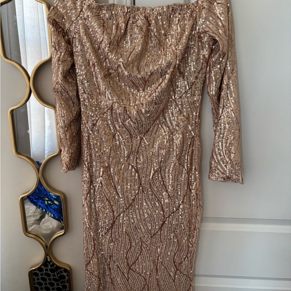 Glamorous Off-Shoulder Sequin Dress